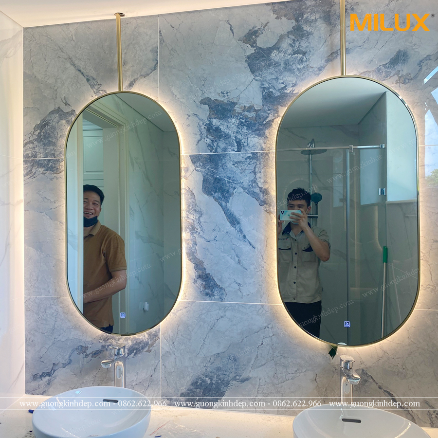 Gương Khung Kim Loại Phòng Tắm Có Đèn Led Milux MPVD2
